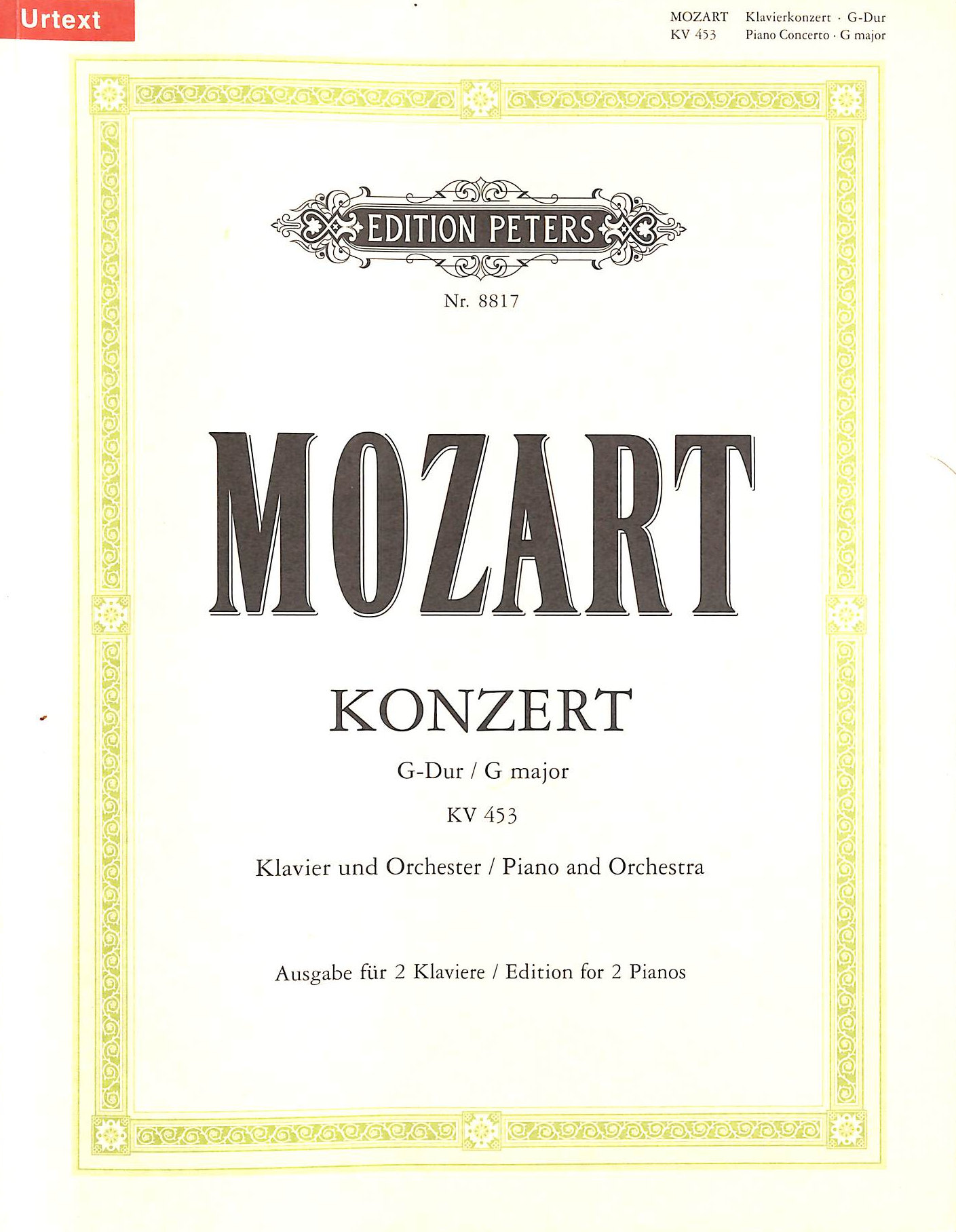 WA MOZART - Piano Concert G Major KV 453 - piano and orchestra - piano reduction for 2 pianos - (HN 765)